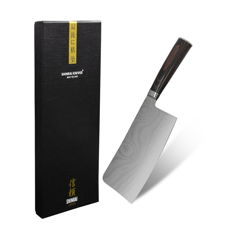 Shinrai Knives - Damascus Print Chinese Chef's Knife 18 cm