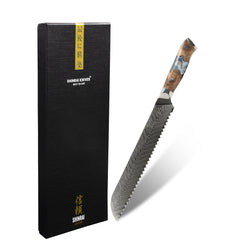Shinrai Knives - Eclipse Series Damascus Bread Knife 20 cm