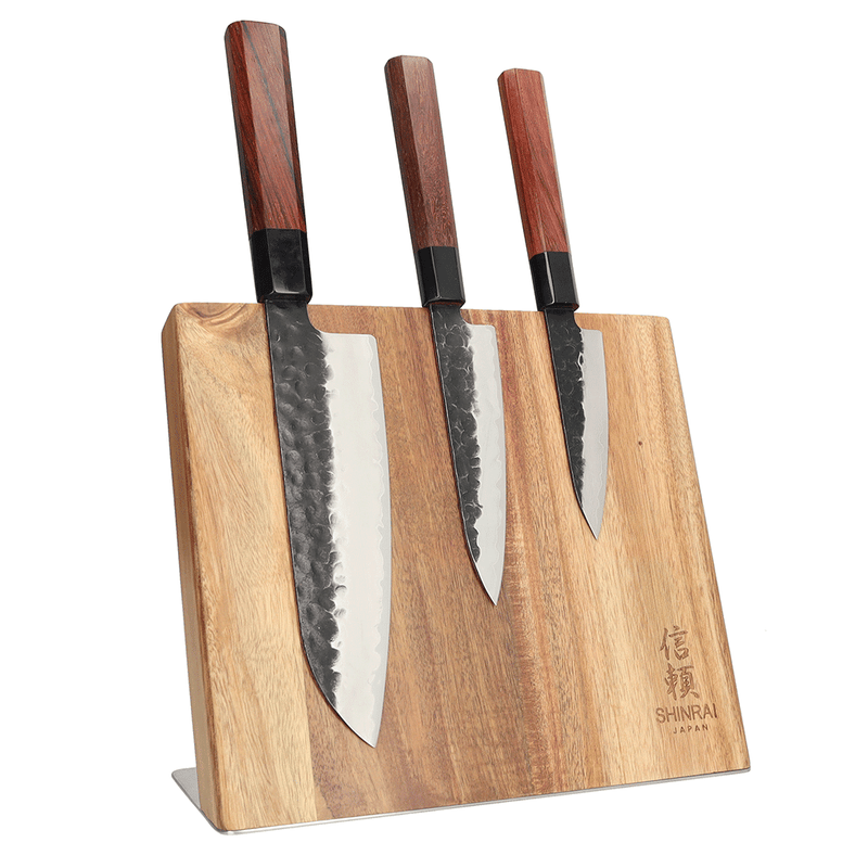 Shinrai Knives - Magnetic Knife Block Cito Single Sided - Acacia Wood