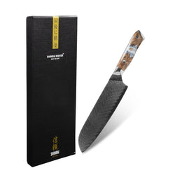 Shinrai Knives - Eclipse Series Damascus Santoku Knife 18