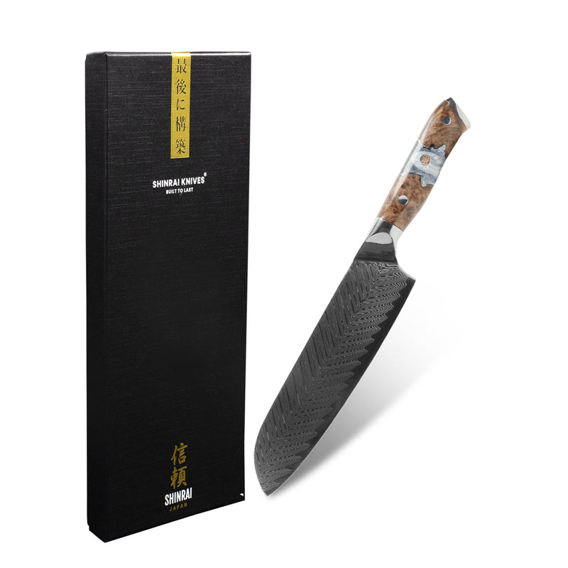 Eclipse Series Damascus Santoku Knife 18