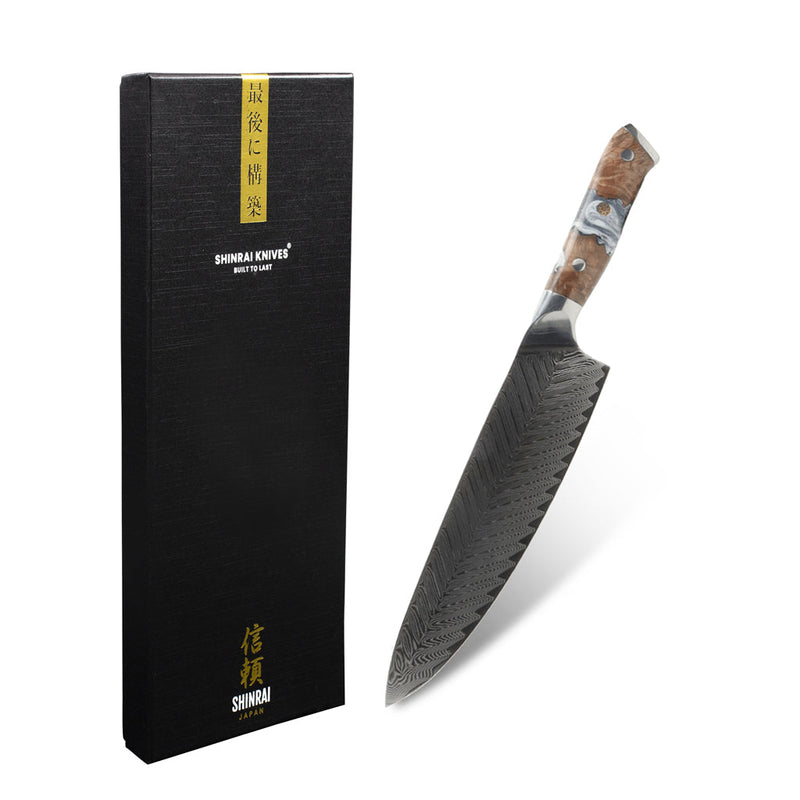 Shinrai Knives - Eclipse Series Damascus Chef's Knife 20 cm