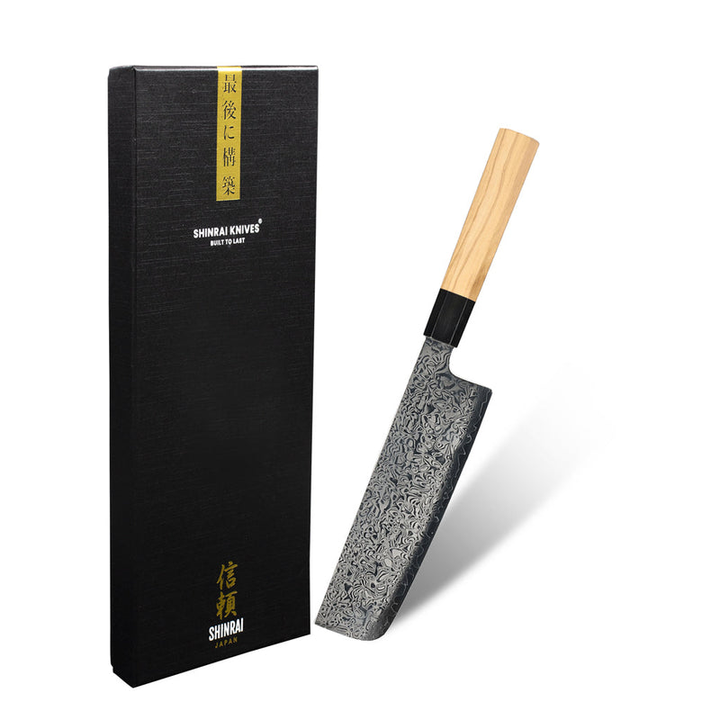 Shinrai Knives - Takumi Kaza Damascus Nakirimes 18 cm