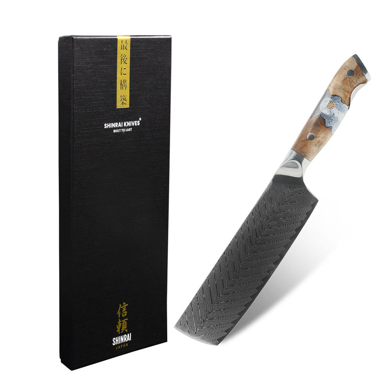 Shinrai Knives - Eclipse Series Damascus Nakirimes 18 cm