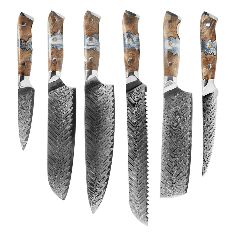 Shinrai Knives - Eclipse Series 6-Piece Damascus Knife Set