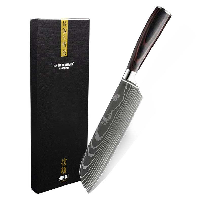 Quality Damascus print - Santoku knife 18 cm