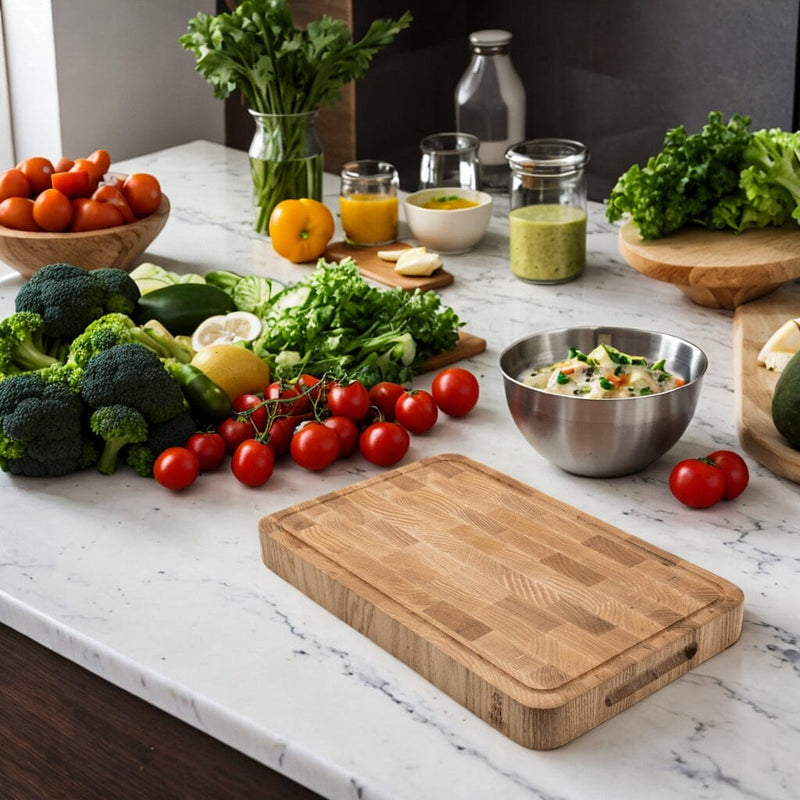 Luxury cutting board oak wood 40 x 25 x 4 cm ShinraiKnives