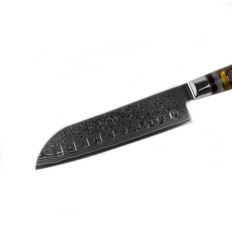 Micarta Jewels - Damascus Santoku Knife 18 cm