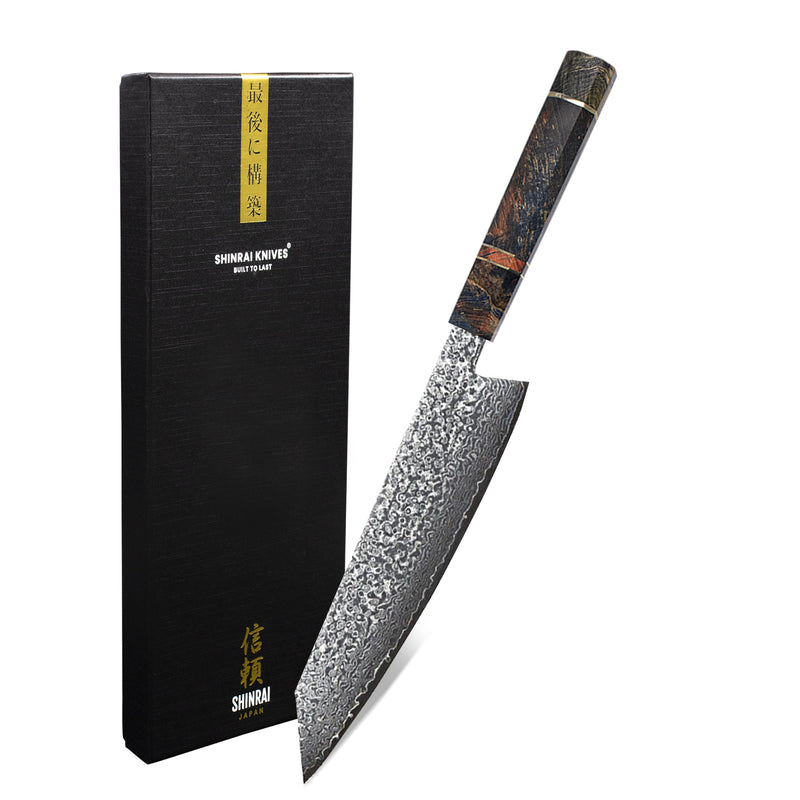 Kiritsuke Octagons Damascus Knife 23 cm - Style 1