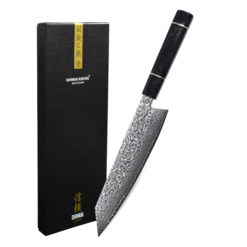 Kiritsuke Octagons Damascus Knife 23 cm - Style 3