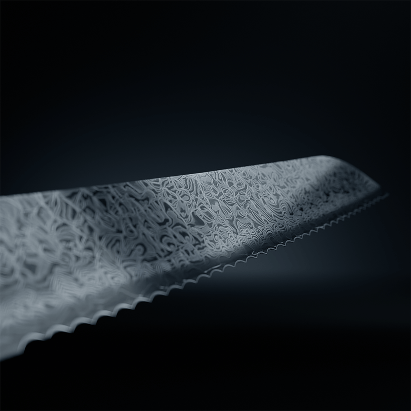 Shinrai Knives - Takumi Kaza Damascus Bread Knife 20 cm