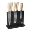 Shinrai Knives - Akari Damascus Print 6-piece Knife Set + Magnetic Knife Block Double-Sided - Black