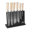 Shinrai Knives - Akari Damascus Print 6-piece Knife Set + Magnetic Knife Block Single-Sided - Black