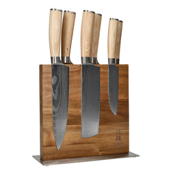 Akari Damascus Print 6-piece Knife Set + Knife Block Cito Double-Sided