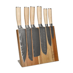 Akari Damascus Print 6-piece Knife Set + Knife Block Cito Single-Sided