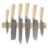 Shinrai Knives - Akari Damascus Print 6-piece Knife Set + Knife Magnet Wall Strip - Maple Wood