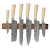 Shinrai Knives - Akari Damascus Print 6-piece Knife Set + Knife Magnet Wall Strip - Walnut Wood