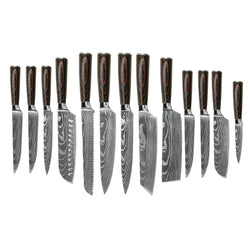 Shinrai Knives - Damascus Print 13-delige Messenset - Master collection XL set Messenset Shinrai Knives 