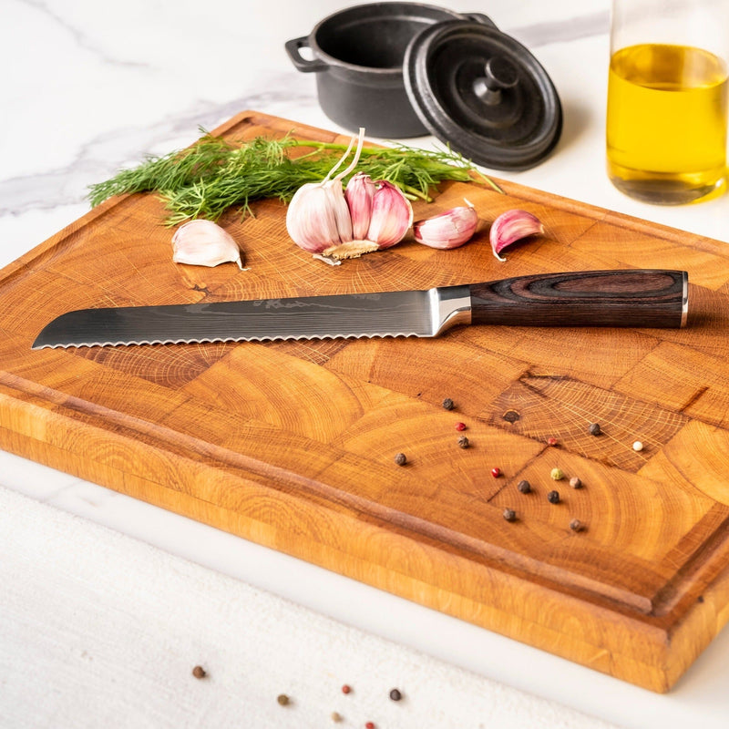 Shinrai Knives - Damascus Print 7-delige Messenset + Messenblok Cito dubbelzijdig Messenset met blok Shinrai Knives 