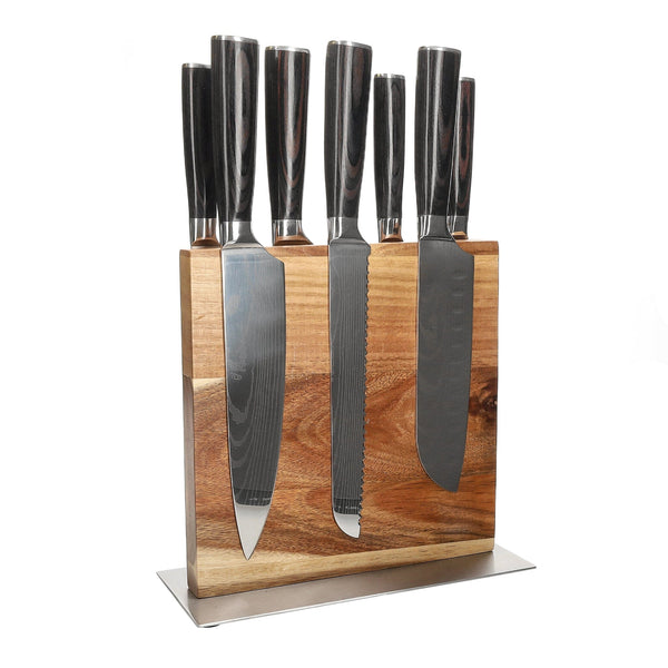 Shinrai Knives - Damascus Print 7-delige Messenset + Messenblok Cito dubbelzijdig Messenset met blok Shinrai Knives 