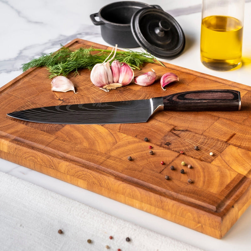 Shinrai Knives - Damascus Print 7-delige Messenset + Messenblok Rotate Messenset met blok Shinrai Knives 