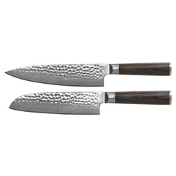 Hammered Damask BR 2-Piece Knife Set - Chef's Knife + Santoku Knife