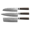 Hammered Damask BR 3-Piece Knife Set - Chef's Knife + Nakiri + Santoku