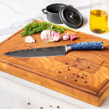 Shinrai Knives - Damascus Print Epoxy Sapphire 4-delige Messenset - Koksmes + Broodmes + Nakiri + Schilmes Messenset Shinrai Knives 