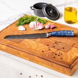 Shinrai Knives - Damascus Print Epoxy Sapphire 5-delige Messenset - Koksmes + Broodmes + Nakiri + Santoku + Schilmes Messenset Shinrai Knives 