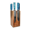 Damascus Print Sapphire 6-piece Knife Set + Knife Block Rotate