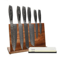 Shinrai Knives - Damast Pakka Wood 6-delige Messenset + Messenblok + Slijpsteen Messenset met blok en slijpsteen Shinrai Knives 