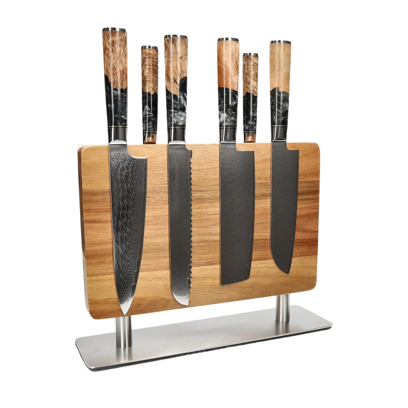 Shinrai Knives - Epoxy Onyx 6-delige Messenset + Messenblok Stans Messenset met blok Shinrai Knives 