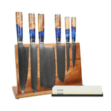 Shinrai Knives - Epoxy Sapphire 6-delige Messenset + Messenblok + Slijpsteen Messenset met blok en slijpsteen Shinrai Knives 