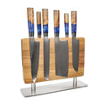 Shinrai Knives - Epoxy Sapphire 6-delige Messenset + Messenblok Stans Messenset met blok Shinrai Knives 