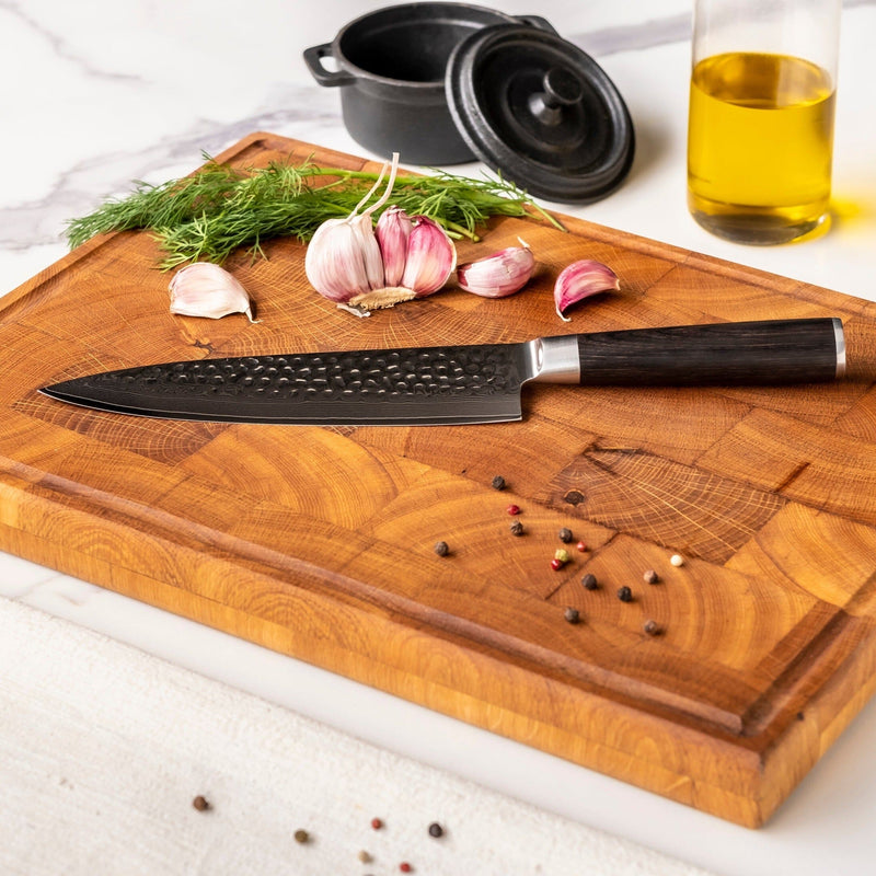 Shinrai Knives - Hammered Damast BR 3-delige Messenset - Koksmes + Nakiri + Santoku Messenset Shinrai Knives 