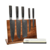 Hammered Damask BR 5-Piece Knife Set + Knife Block + Sharpening Stone