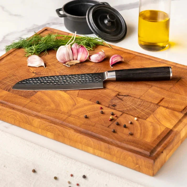 Shinrai Knives - Hammered Damast BR 5-delige Messenset + Messenblok Stans Messenset met blok Shinrai Knives 