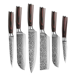Shinrai Knives - Hammered RVS 6-delige Messenset Messenset Shinrai Knives 