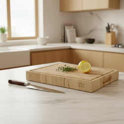 Shinrai Knives - Luxury Ash Wood End Grain Cutting Board - 40 × 30 × 4.5 cm