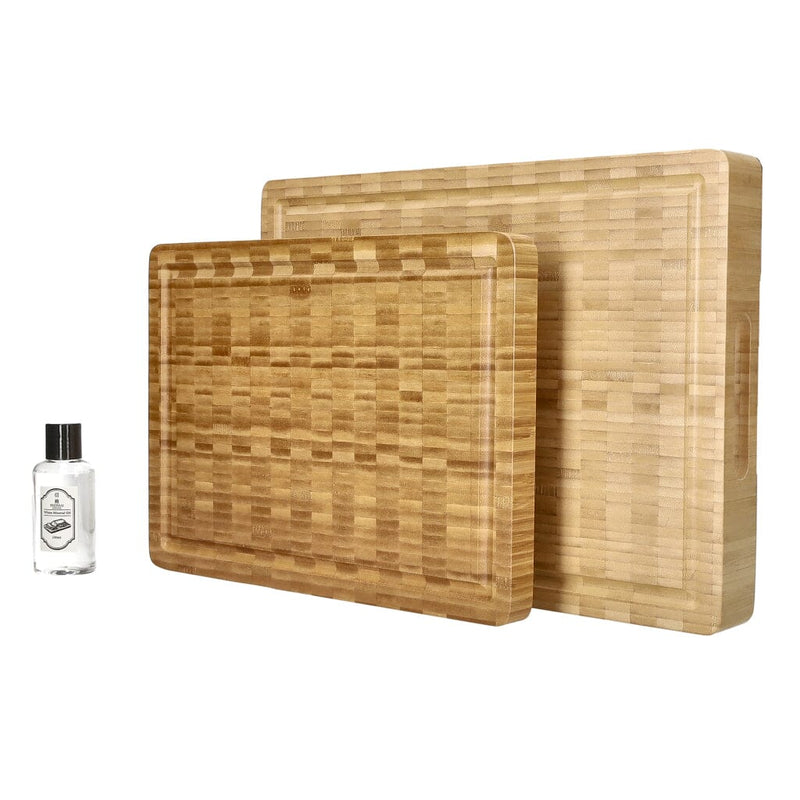 Luxury Solid Bamboo End Grain Cutting Board Bundle
