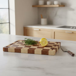 Shinrai Knives - Checkerboard Acacia Wood End Grain Cutting Board - 35 × 25 × 2.5 cm