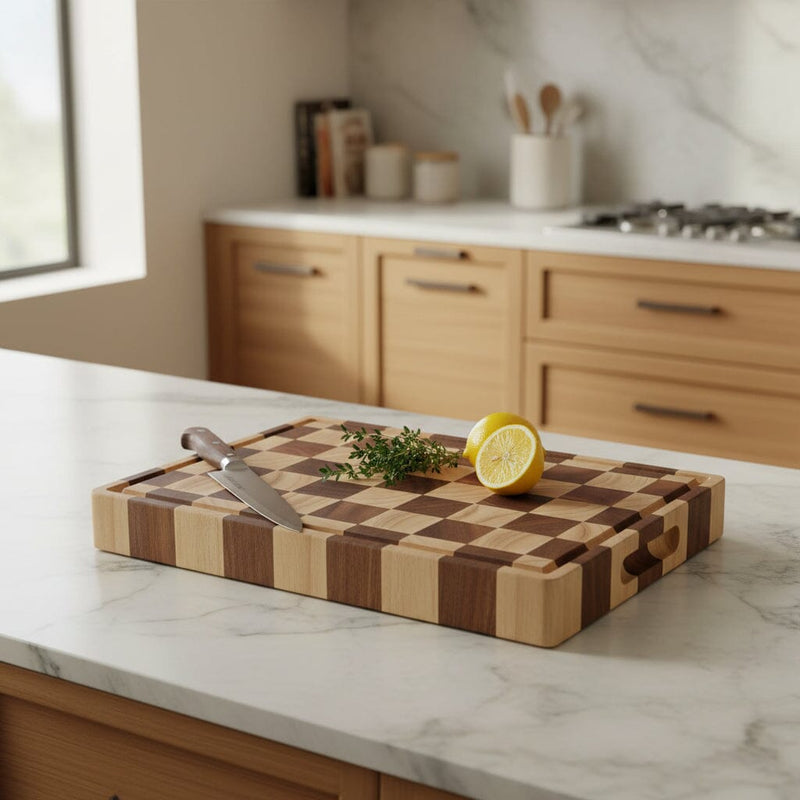Luxury Checkerboard End Grain Cutting Board Bundle