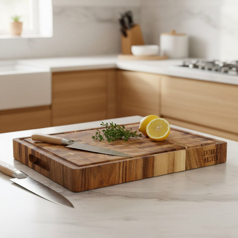 Luxury Teak Wood End Grain Cutting Board Bundle