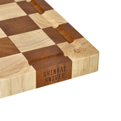Shinrai Knives - Checkerboard Acacia Wood End Grain Cutting Board - 35 × 25 × 2.5 cm