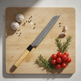 Takumi Kaza 4-piece Damascus Knife Set - Santoku + Bread Knife + Nakiri + Paring Knife