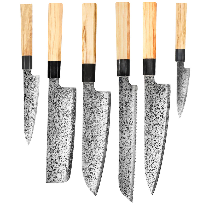Shinrai Knives - Takumi Kaza 7-piece Damascus Knife Set