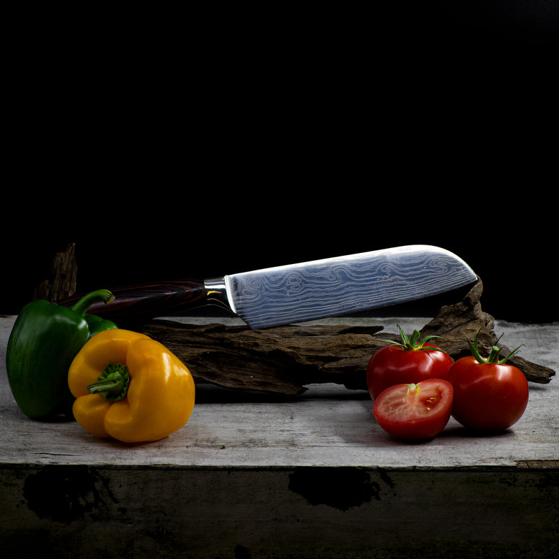 Quality Damascus print - Santoku knife