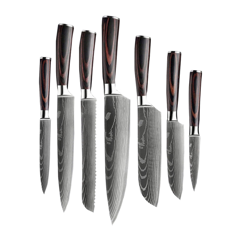 Quality Damascus Print Knives - 9 piece knife set – ShinraiKnives