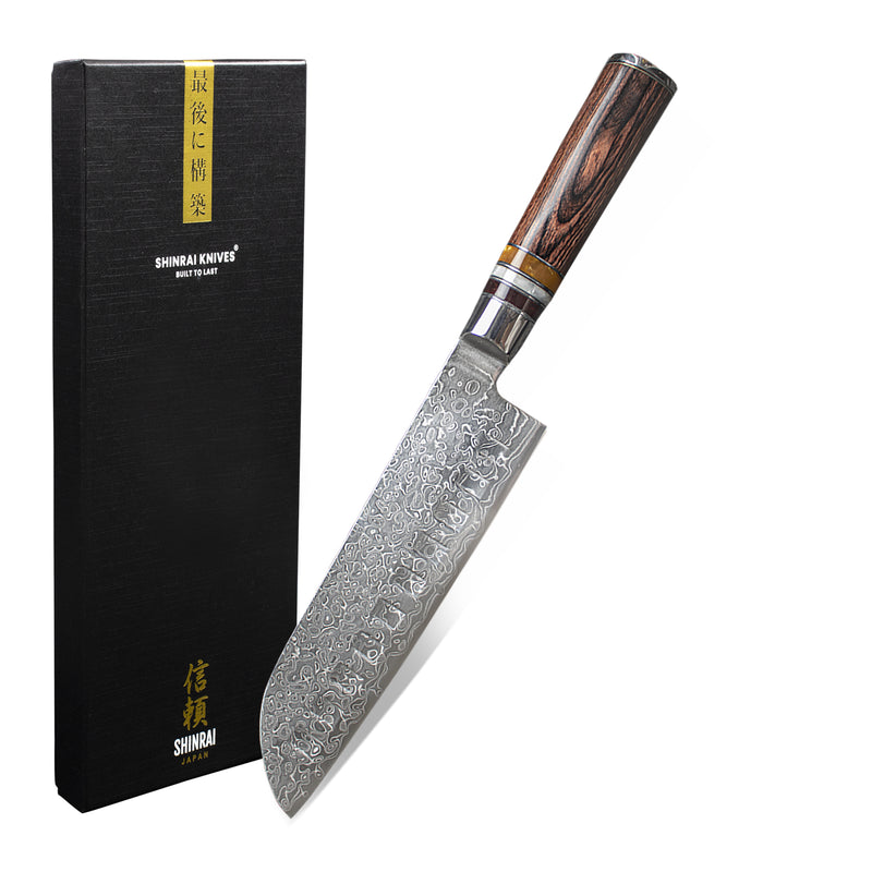 Micarta Jewels - Damascus Santoku Knife 18 cm