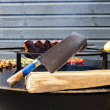 Epoxy Sapphire - Damascus Nakiri knife 19 cm